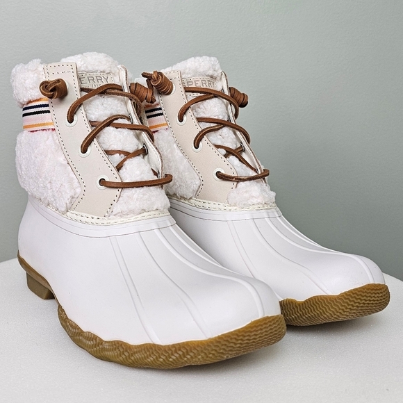 Sperry Women's Saltwater Sherpa Duck Boot Rain Boot, Rainbow Ivory 7.5 - Picture 7 of 15